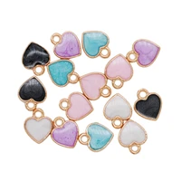 30pcslot enamel heart charms kc gold color love connector pendants for diy handmade jewelry making accessorie 1012mm