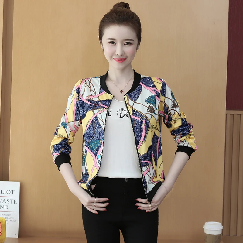 Женская куртка с длинным рукавом тонкая леопардовая куртка-бомбер большого