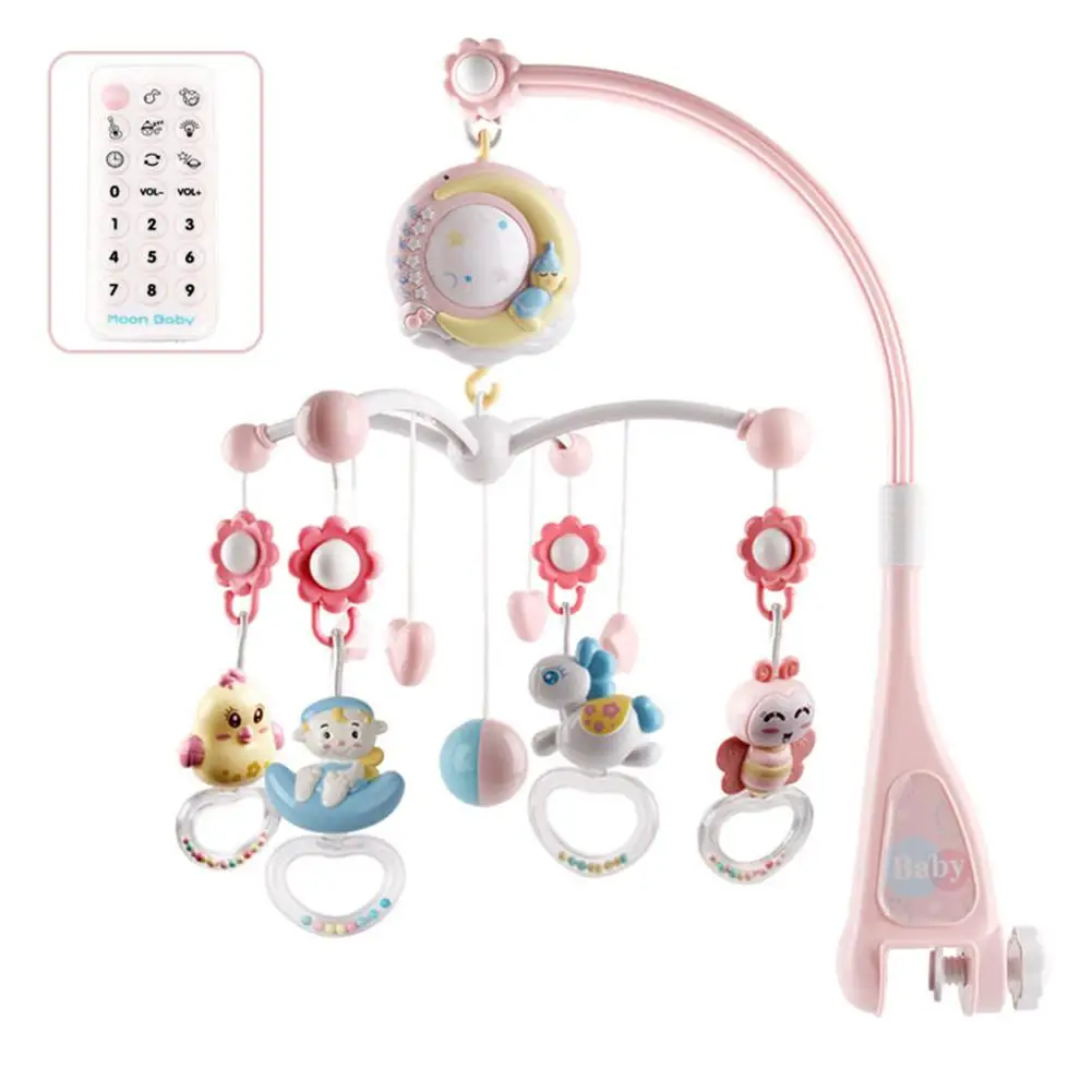 Baby Bed Mobile Rattle Music Toy With Light Projector Hanging Rotating Bell Timing Remote Control | Игрушки и хобби
