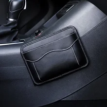 Black Car Phone Holder Phone Pocket in Car PU Leather Car Storage Bag Pasty Phone Box Car Sundries Bag Car Accessories