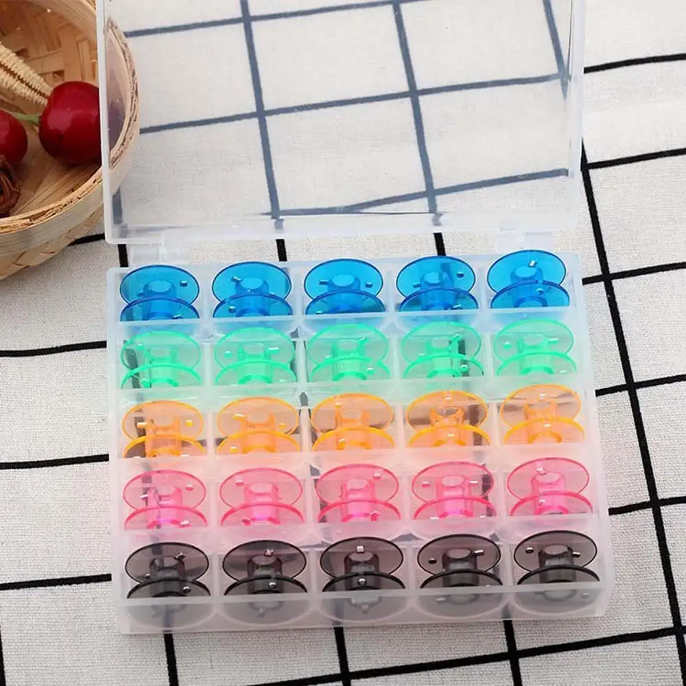 25 сетка Прозрачный чехол для хранения коробка Пластик мини Шпульный колпачок
