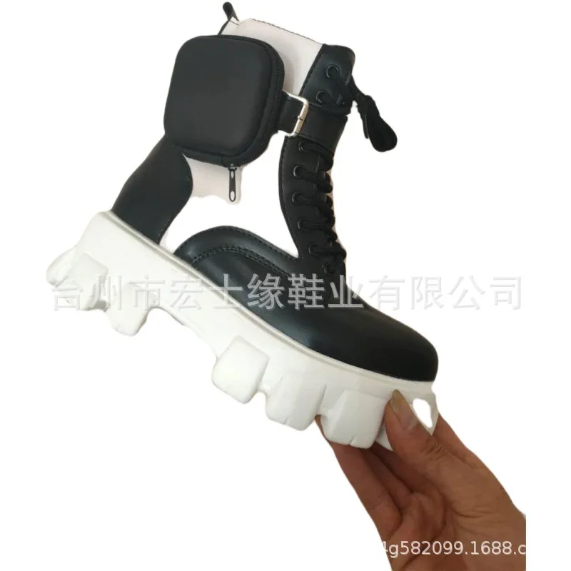 

Large boots women's autumn / winter 2020 new pocket British style thick soled boots women's Boots