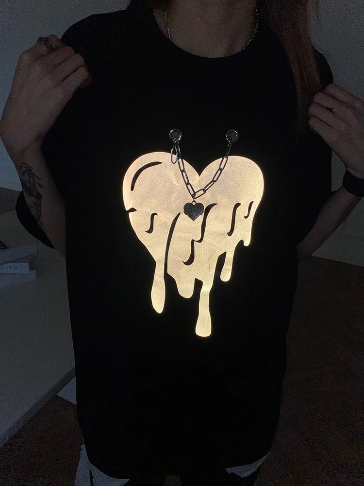 

Цепочка мужская, 3 м, светоотражающая, с принтом в виде сердца, в темном стиле, все в одном, свободная, футболки