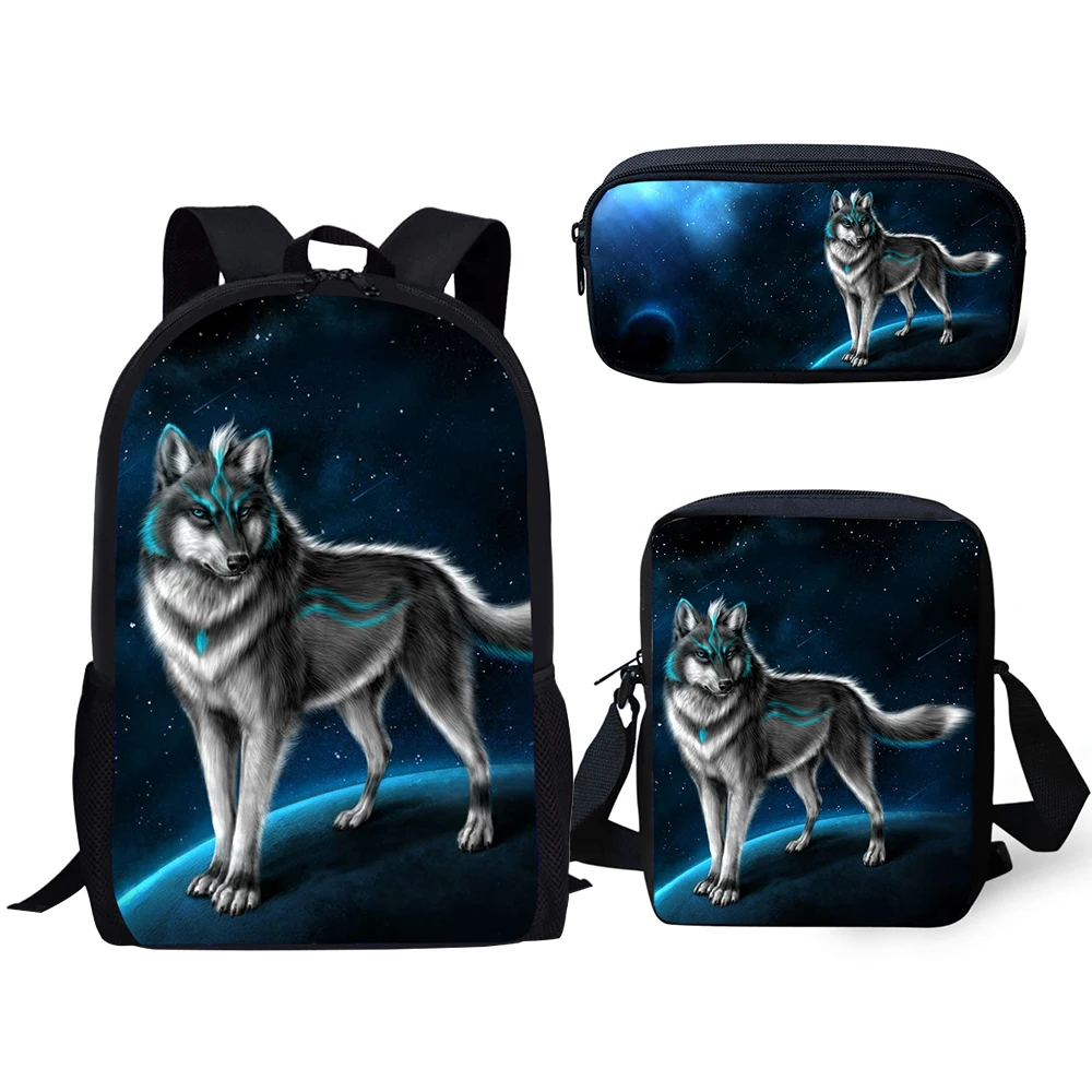 HaoYun модные детские рюкзаки, набор с рисунком Луны волка, школьные сумки с рисунками животных из мультфильмов для студентов, 3 шт./компл., рюкз...