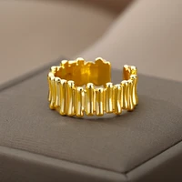 creative irregular fence modeling rings for women stainless steel finger adjustable ring female christmas jewelry gift 2021