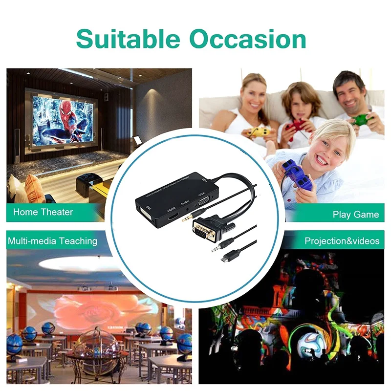4 в 1 VGA HDMI DVI переходник аудио Выход конвертер для настольных ПК xk88| |