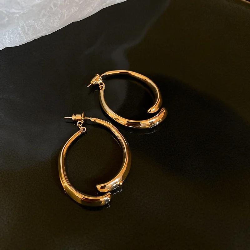 

LOVOACC Simple Large Gold Color Metal Hoop Earrings for Women Femme Hollow Open Crossed Circle Statement Earrings Party Jewelry