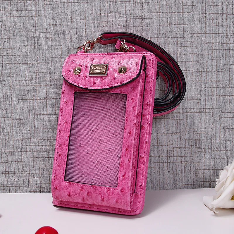 

Multi-function Women Ostrich Card Wallet Neck Bag Crossbody Shoulder Phone Bag