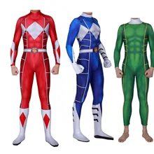 3D Print Kyoryu Sentai Zyuranger Ranger Cosplay Costume Red/Blue/Green Rangers Bodysuit Cheap Zentai Suit