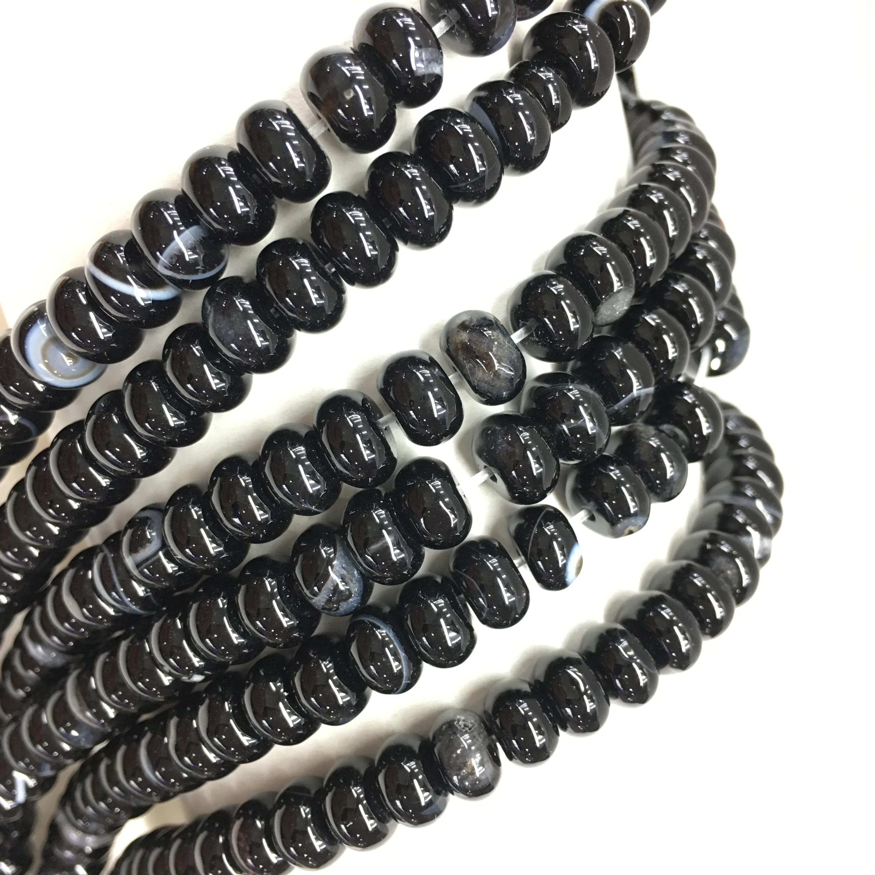 

Natural Stone Black Agate Rondelle Round Loose Beads Gemstone Jewelry Healing Energy DIY Bracelet Necklace Earring 4x6mm 5x8mm