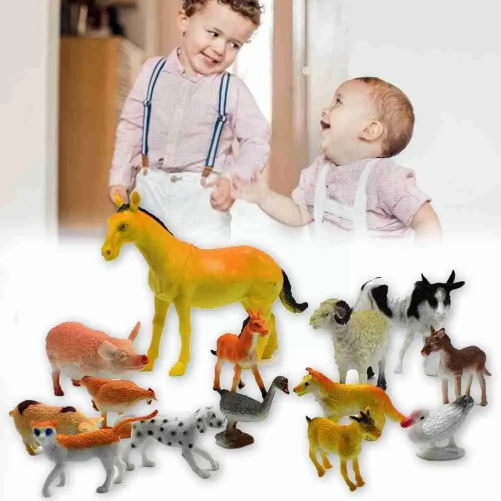 

14Pcs PVC Farm Animal Model Toys Simulation Horse Sheep Goose Set Duck Figure Toy Chicken F8R7