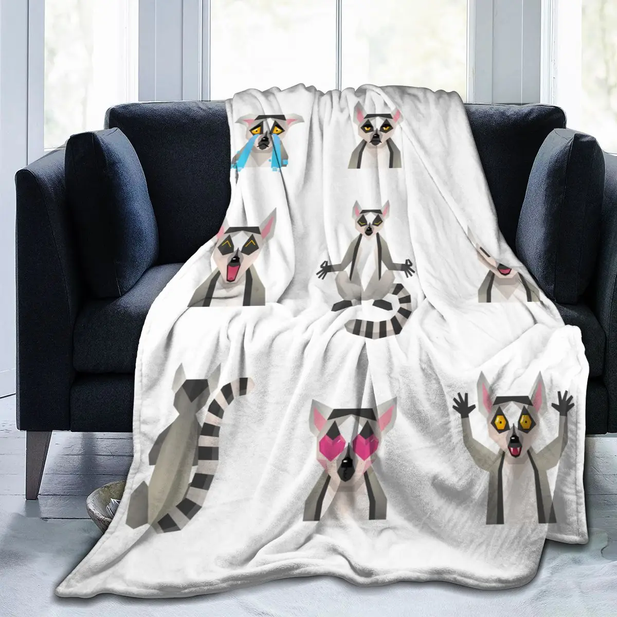 

Flannel Blanket Polygonal Lemur Soft Thin Fleece Blanket Bedspread Cover for Bed Sofa Home Decor Dropship
