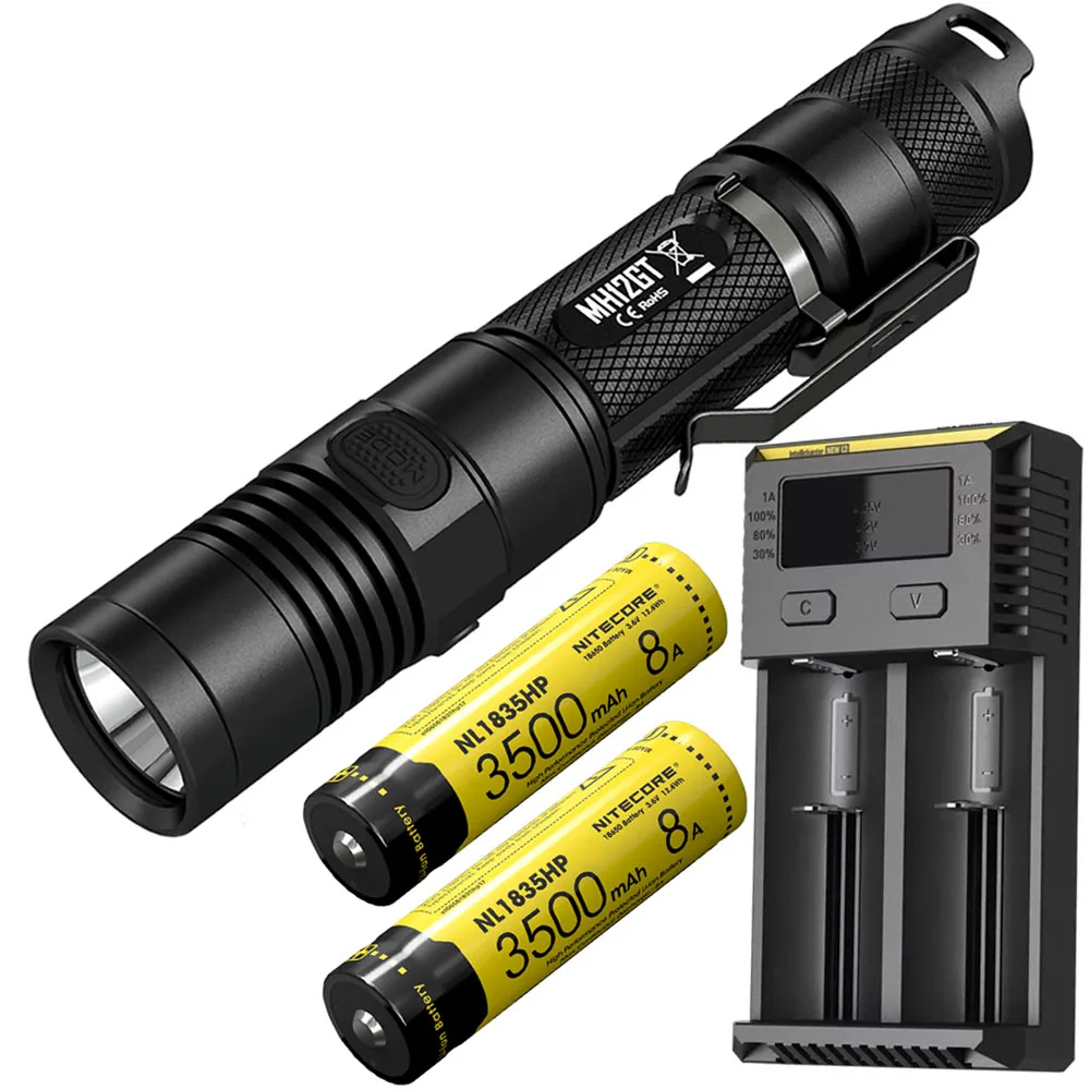MH12GT NL1835HPx2 I2 NITECORE MH12GT USB непосредственно перезаряжаемый светильник-вспышка CREE XP-L HI V3 светодиодный фонарь 320 м для занятий спортом на открытом воздухе, спасательный светильник - Испускаемый цвет: MH12GT NL1835HPx2 I2