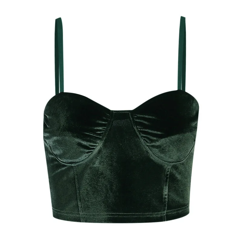 

Fluffy Vest Top Female U-Shaped Inner Match Sexy Slim Fit Backless Spaghetti Straps Chest Wrap Girl Student Clothing Party Club