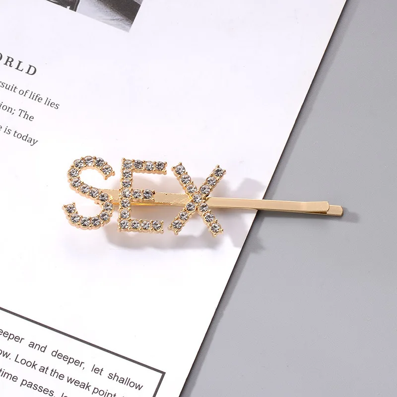 1 шт. да/бриппин золотые буквы для женщин и девушек хрустальные шпильки волос