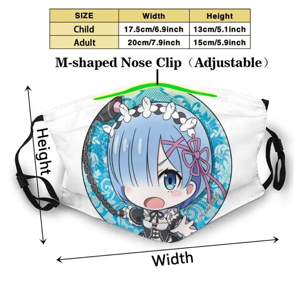 Rem Re Zero модные смешные дизайнерские черные многоразовые маски Kara Hajimeru Isekai Seikatsu
