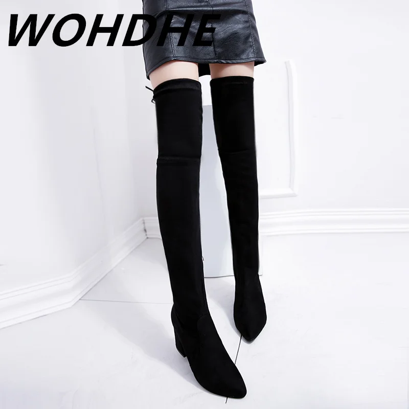 Женские Современные Сапоги WOHDHE лаконичные длинные сапоги выше колена на