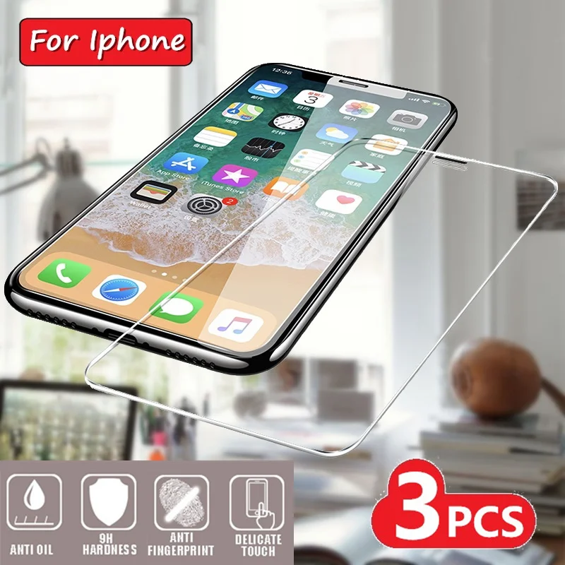 3 шт закаленное стекло для Apple Iphone X XS MAX XR 9H 6 6S 7 8 Plus 5 5S SE Защитная пленка