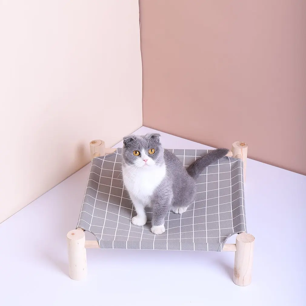 

Stable Pet Bed Wooden Cat Hammock Detachable Dog Nest Creative Sleeping Bed Four-cornered Pet Cat Hammock