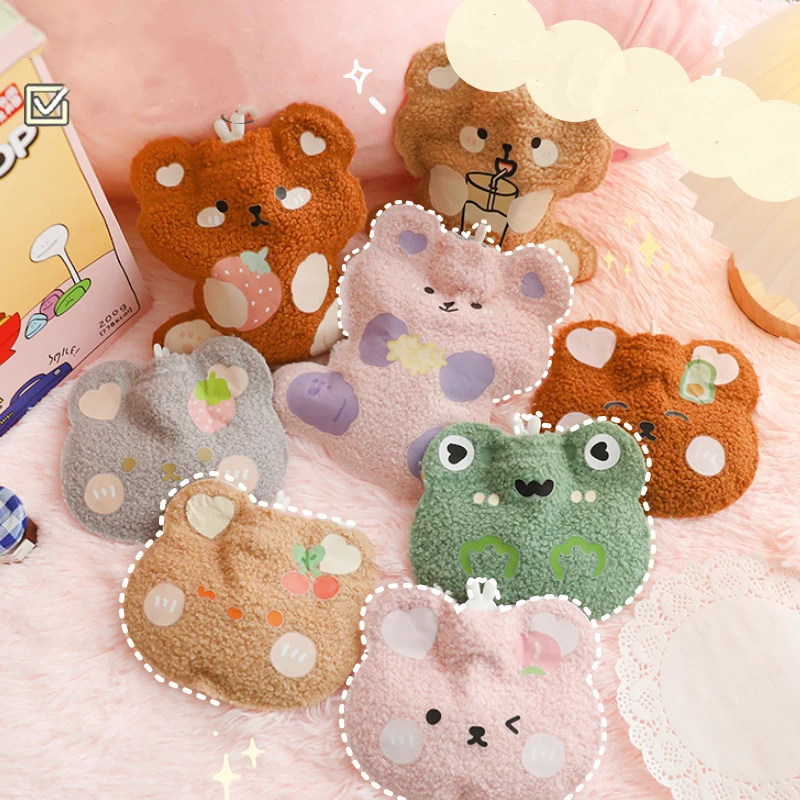 

New Cute Animal Flannel PVC Hot Water Bag Water Filling Mini Portable Hand Warmer Kawaii Water Bottle Hot Pack Keep Warm Bag