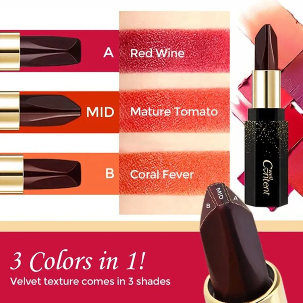 3 цвета в 1 матовая губная помада набор бархатный тинт для губ матовый бархат 24h