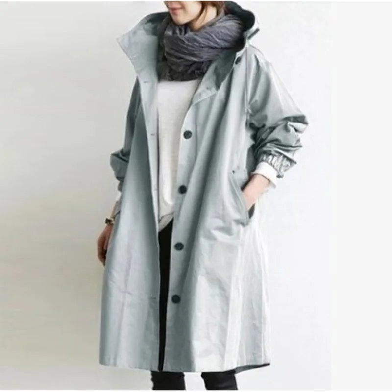 

Women's Fashion Windbreaker Long Hooded 2021 Spring and Autumn Windproof Ladies Women's Casual Wear 8-color Korean Windbreaker