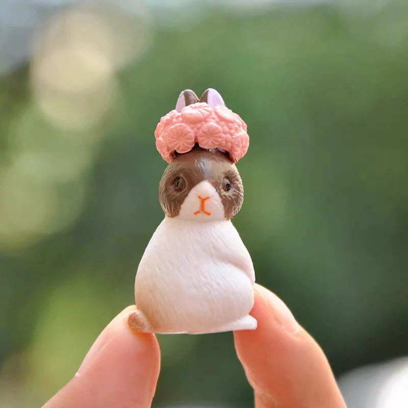 12pc/Lot Cartoon Mini Rabbit action Figures animal model Family Miniature Figurine Easter DIY pvc Decoration toys for Kids gift | Игрушки и