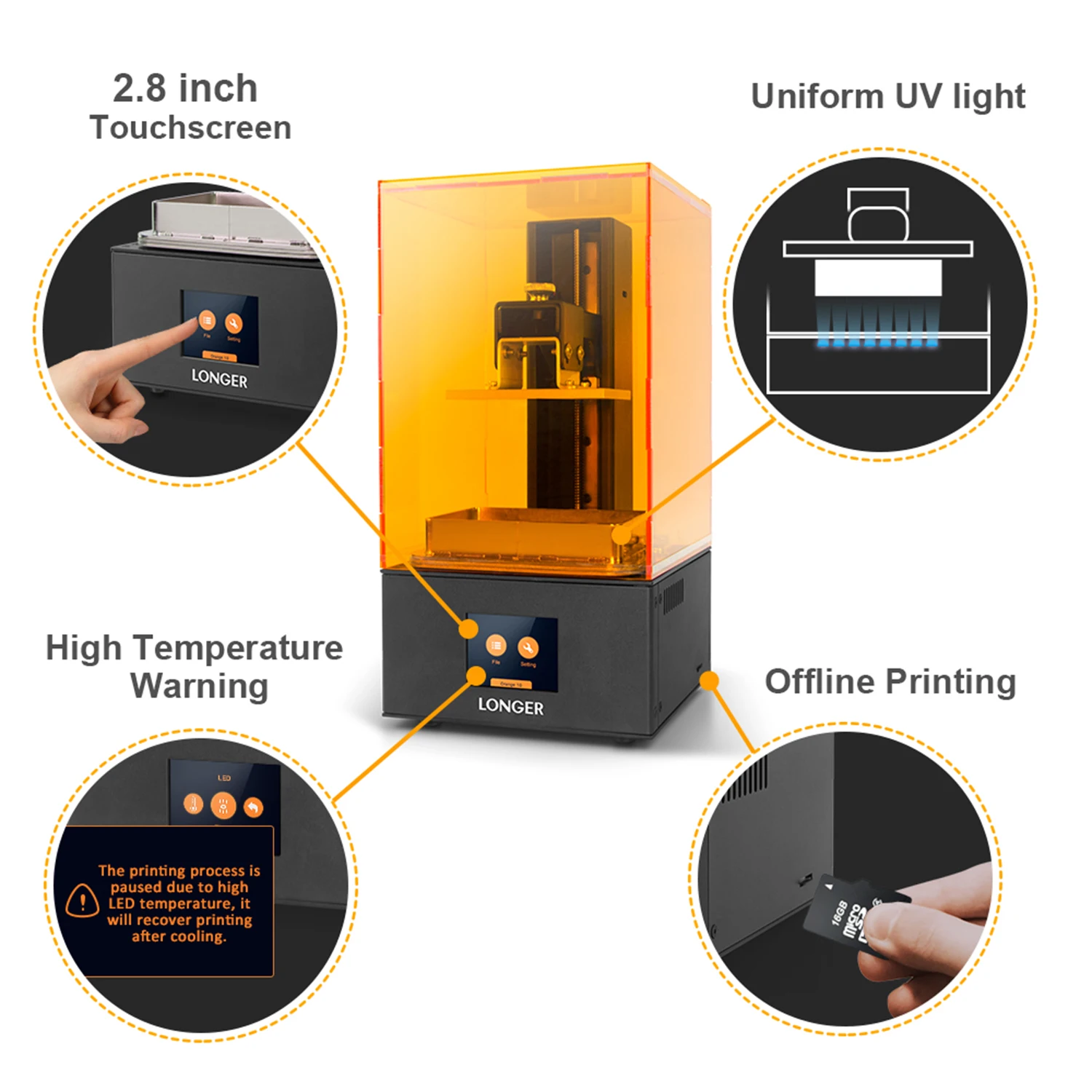 Доступный 3D-принтер LONGER Orange 10 LCD SLA металлический корпус матрица СВЕТОДИОДНЫЙ