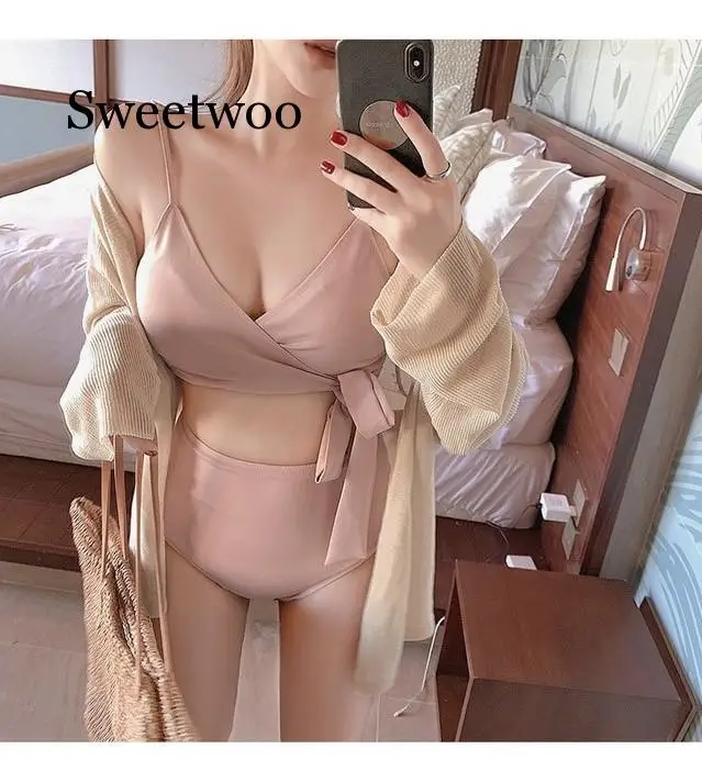 Черный однотонный комплект бикини 2020 сексуальный розовый купальник пуш-ап