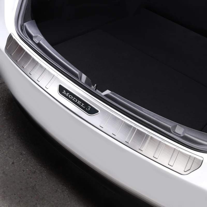 

For Tesla Model 3 Trunk Guard Pate Stainless Steel Non-Slip Edge Plastic Car Bumper Anti-Scratch Personality Accessories
