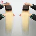 4x4 кружевная застежка Ombre блонд 1B613 волосы Remy человеческие волосы бразильская прямая швейцарская кружевная застежка с детскими волосами 1B613 фронтальная