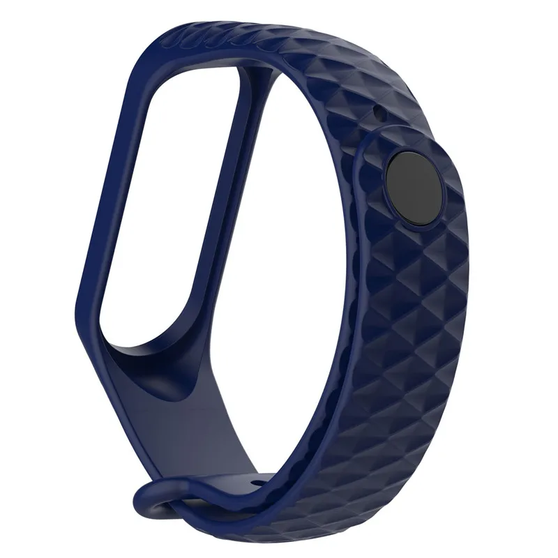 Navy blue Сменный Браслет для Xiaomi mi Band 4 спортивный Алмазный Узор браслет для Xiaomi mi Band 3 силиконовый ремешок умные аксессуары - Цвет ремешка: Navy blue