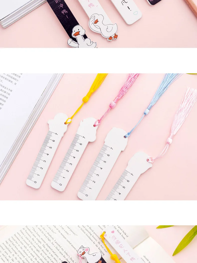 Корейская креативная мультяшная веб-звезда утка кисточка деревянная линейка для