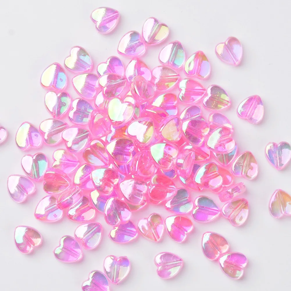 

200pcs Transparent Acrylic Beads Imitation Jade Heart For DIY Jewelry Making 8x3mm, hole: 1mm
