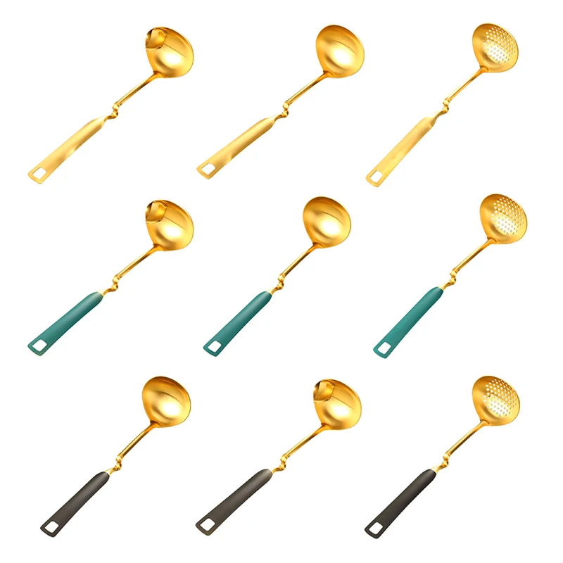 

Oil Filter Separate Spoon Long Handle Soup Spoon Strainer Cooking Colander Kitchen Scoop Stainless Steel Ladle Dinner Tableware