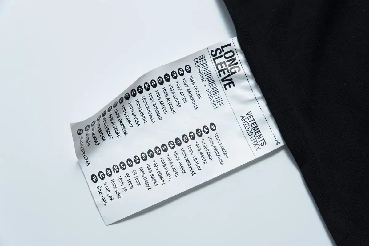 

19SS Vetements T Shirt oversize Long Sleeves 1:1 Top Quality Back Embroidery Logo Streetwear Vetements T Shirts Men Women