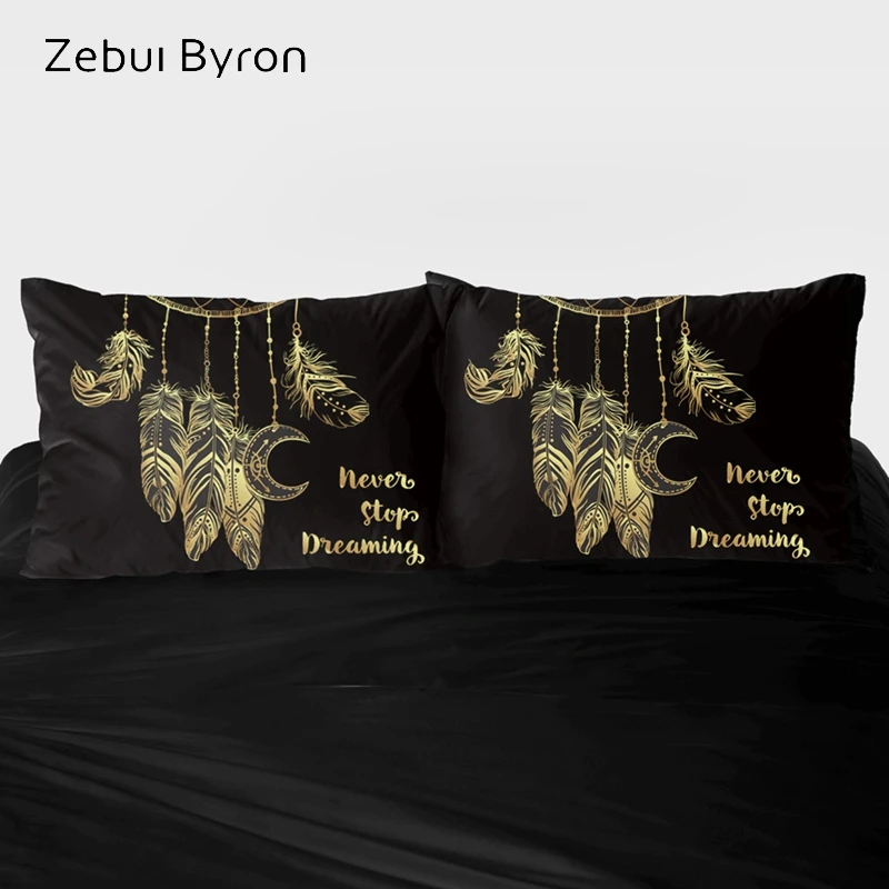 

2 PCS Pillowcase 45x45/70x70/80x80,3D Pillow Case Custom,Decorative Pillow Cover Bedding black golden Dreamcatcher,drop ship