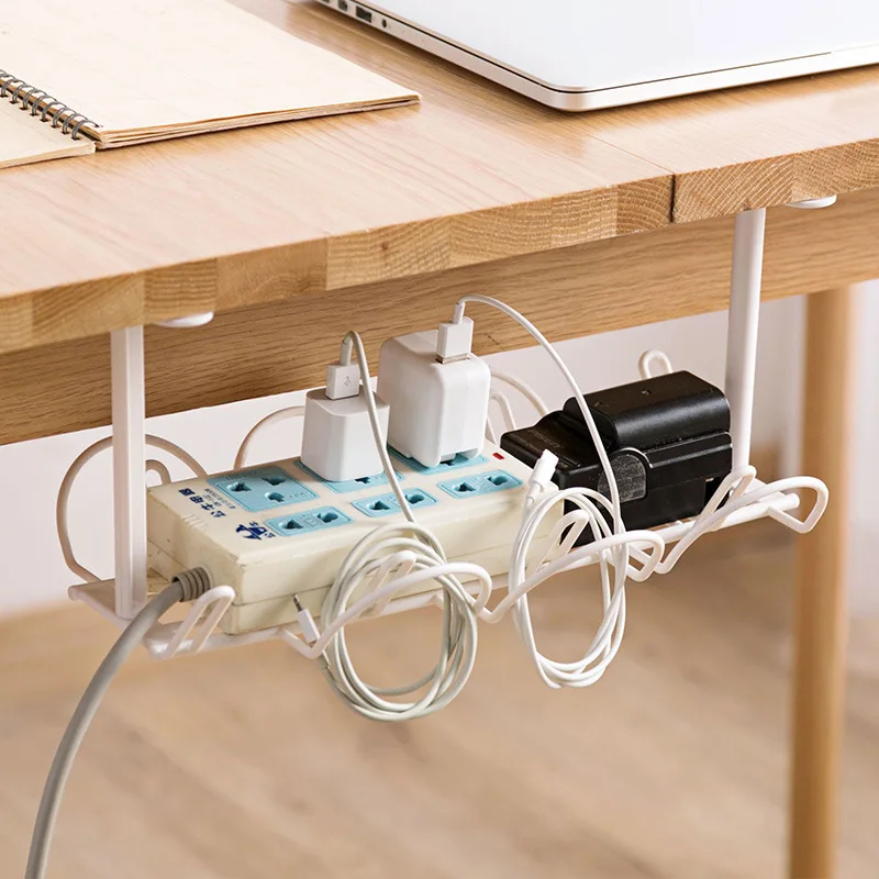 

Multi Purpose Under Table Storage Rack Tables Bottom Socket Holder Hanging Rack Line Finishing Home Office Desk Wire Organizer