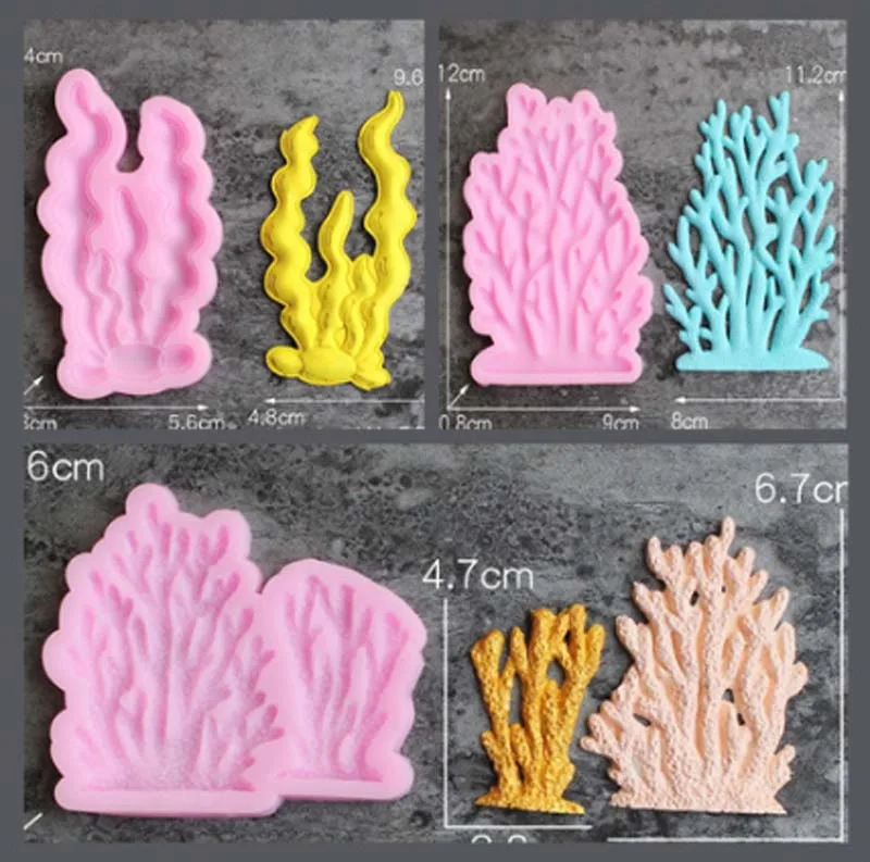 

Большая форма из морских водорослей коралла, силиконовая форма для помадки «сделай сам», украшение из эпоксидной смолы, сухие pisces, мягкая гл...