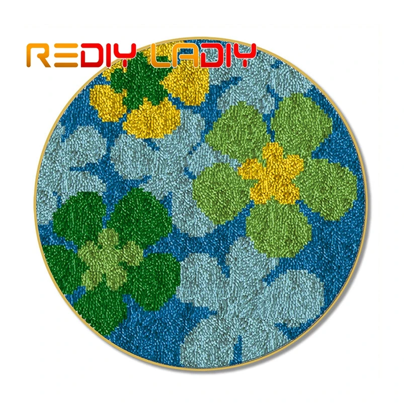 Крючок с защелкой ковер зелеными лепестками вязаный крючком из акриловой пряжи