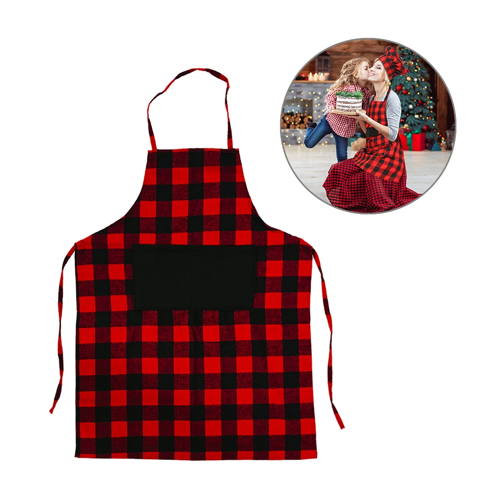 

Christmas Apron Adjustable Buffalo Check Plaid Apron with Pocket Kitchen Apron for Cooking Crafting Gardening Christmas pinafore