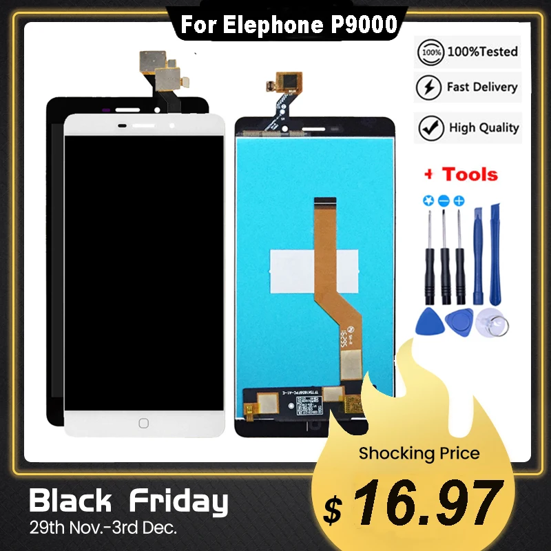 5 дюймов для Elephone P9000 ЖК дисплей Дисплей с кодирующий преобразователь сенсорного