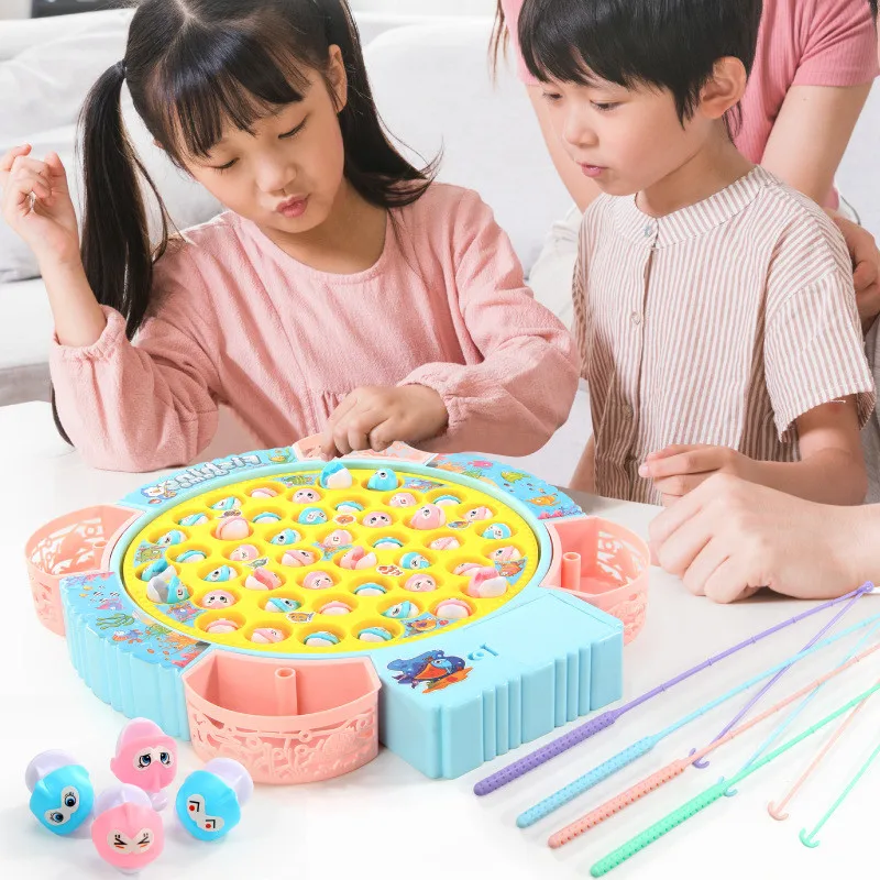 

Automatic Fishing Game Toy Set with Rotating Board Electronic Fishing Toys indoor games educational toys Birthday Gift for Kids
