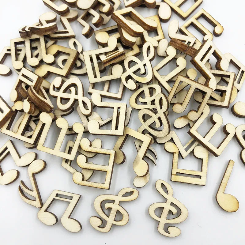 

50/100 шт. музыкальные ноты дерево чип домашние декоративные пуговицы смешанные милые DIY ручной работы карты Скрапбукинг Декор WB677