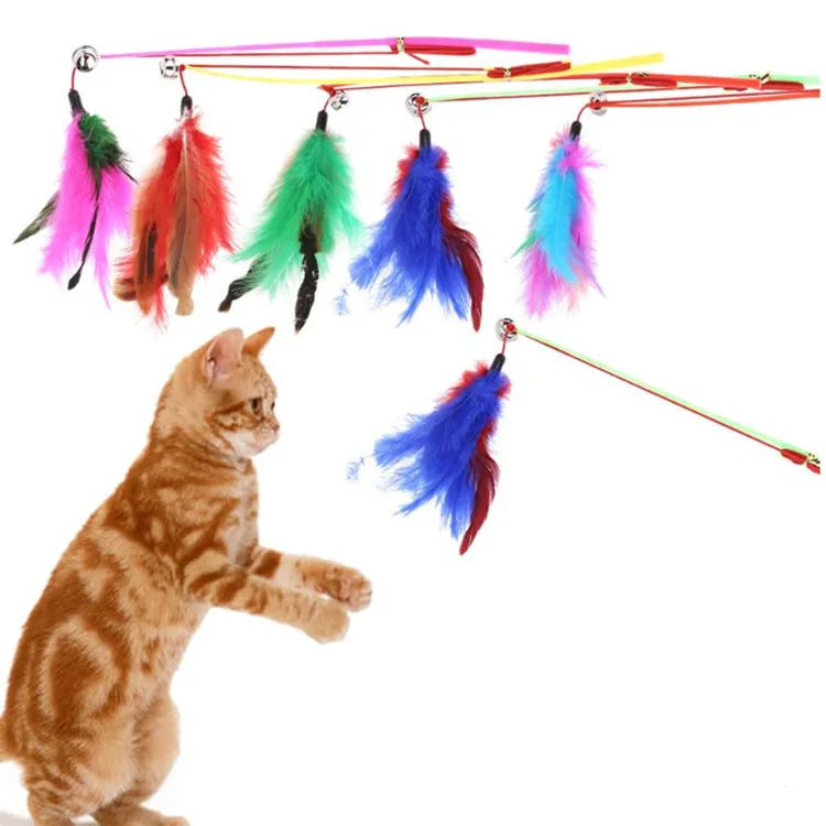 

Fishing rod-style colorful feather cat stick, high elastic rope cat interactive toy, rod length 31CM
