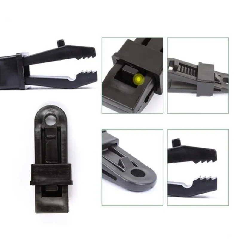 

6 PCS/Sets Tents Awning Wind Rope Clamp Awnings Outdoor Camping Plastic Clip Tents Awning Accessories
