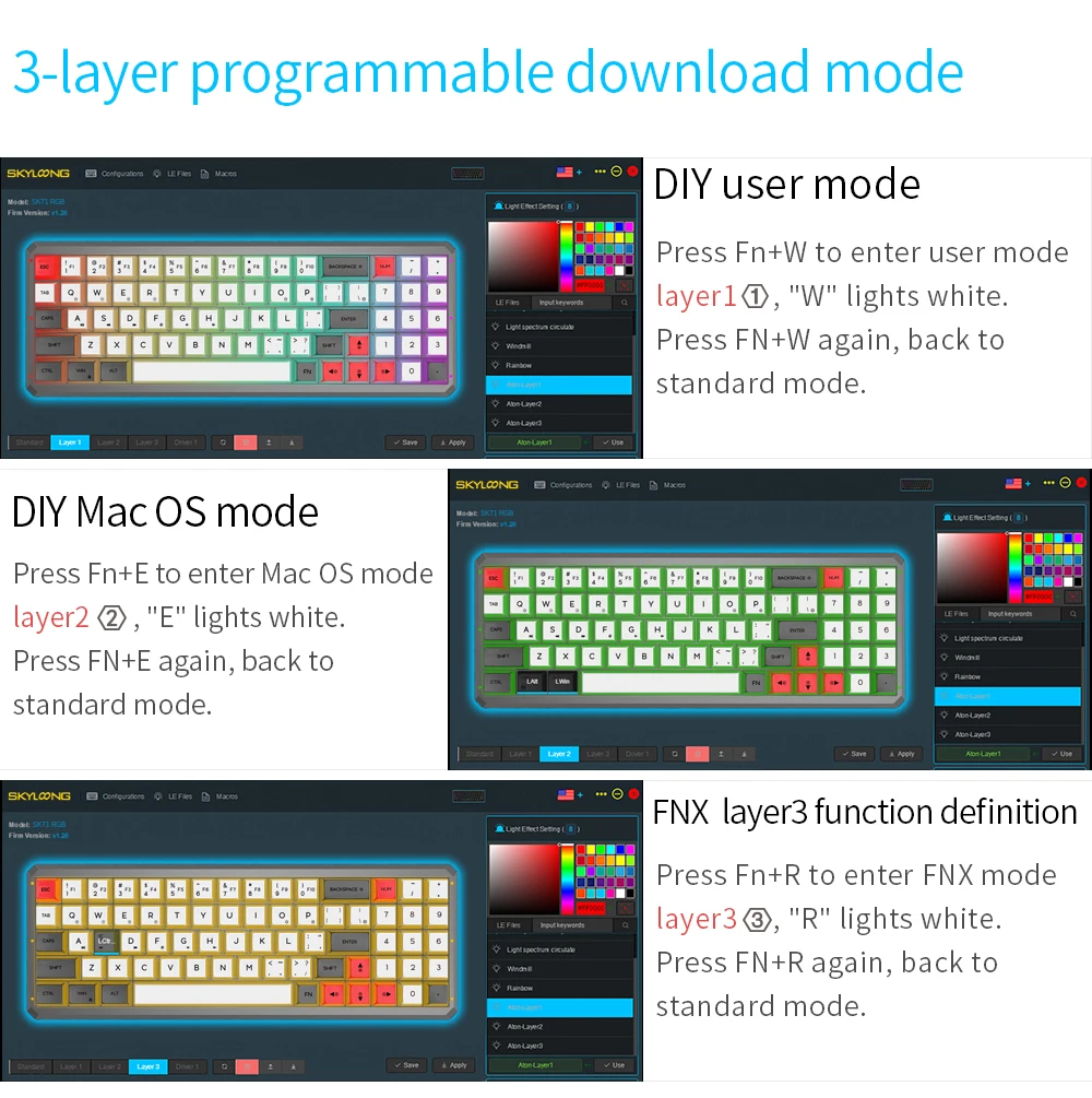 sk71 71 keys bluetooth wireless usb wired gaming mechanical keyboard notebook desktop tablet keyboards rgb backlit hot swappable free global shipping