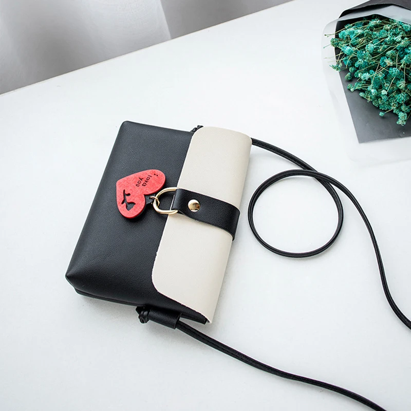 

Ladies Crossbody Bag With Lovely Heart Hanging Ornament Women's Fashion Pu Leather Handbag Small Shoulder Bags For Female Bags