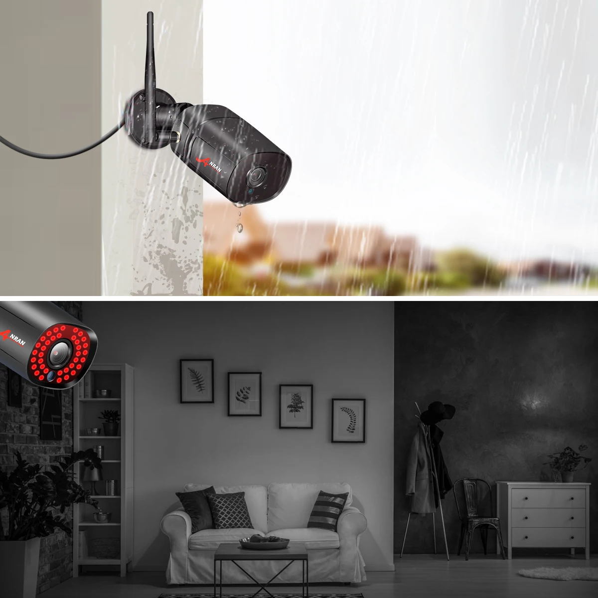 ANRAN 1080P ip-камера беспроводная камера безопасности наружная HD камера наблюдения ночного видения домашняя камера с Wi-Fi Металлическая Цилиндрическая камера видеонаблюдения