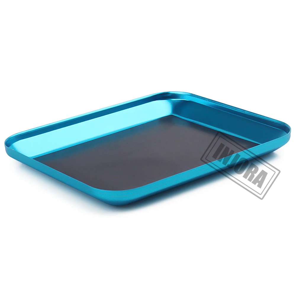 Blue INJORA 1 шт. 10*12 см металлический магнитный винт лоток для хранения для RC модели автомобиля инструмент для ремонта - Цвет: Blue